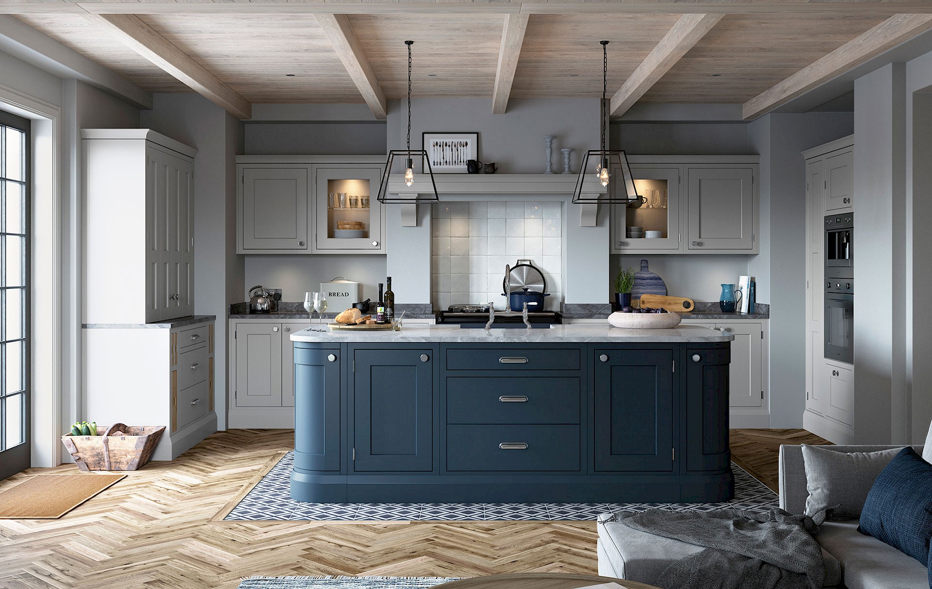 Traditional Blue Bespoke Kitchens Bury St Edmunds.